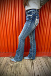 Grace In L.A Wing Embroidered Easy Fit Bootcut Jeans