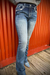Grace In L.A Wing Embroidered Easy Fit Bootcut Jeans