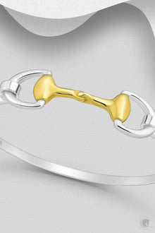  Elite Equestrian Sterling Silver Snaffle Bangle Yellow Gold - Large
