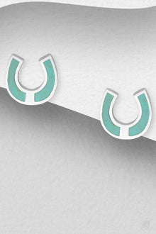  Elite Equestrian - Sterling Silver Turquoise Enamel Earring