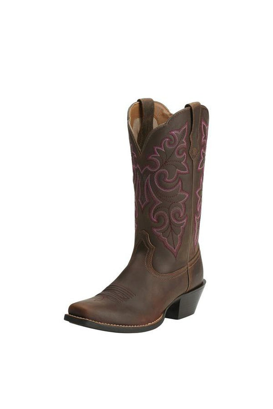 Ariat Round Up Square Toe Western Boot Powder Brown
