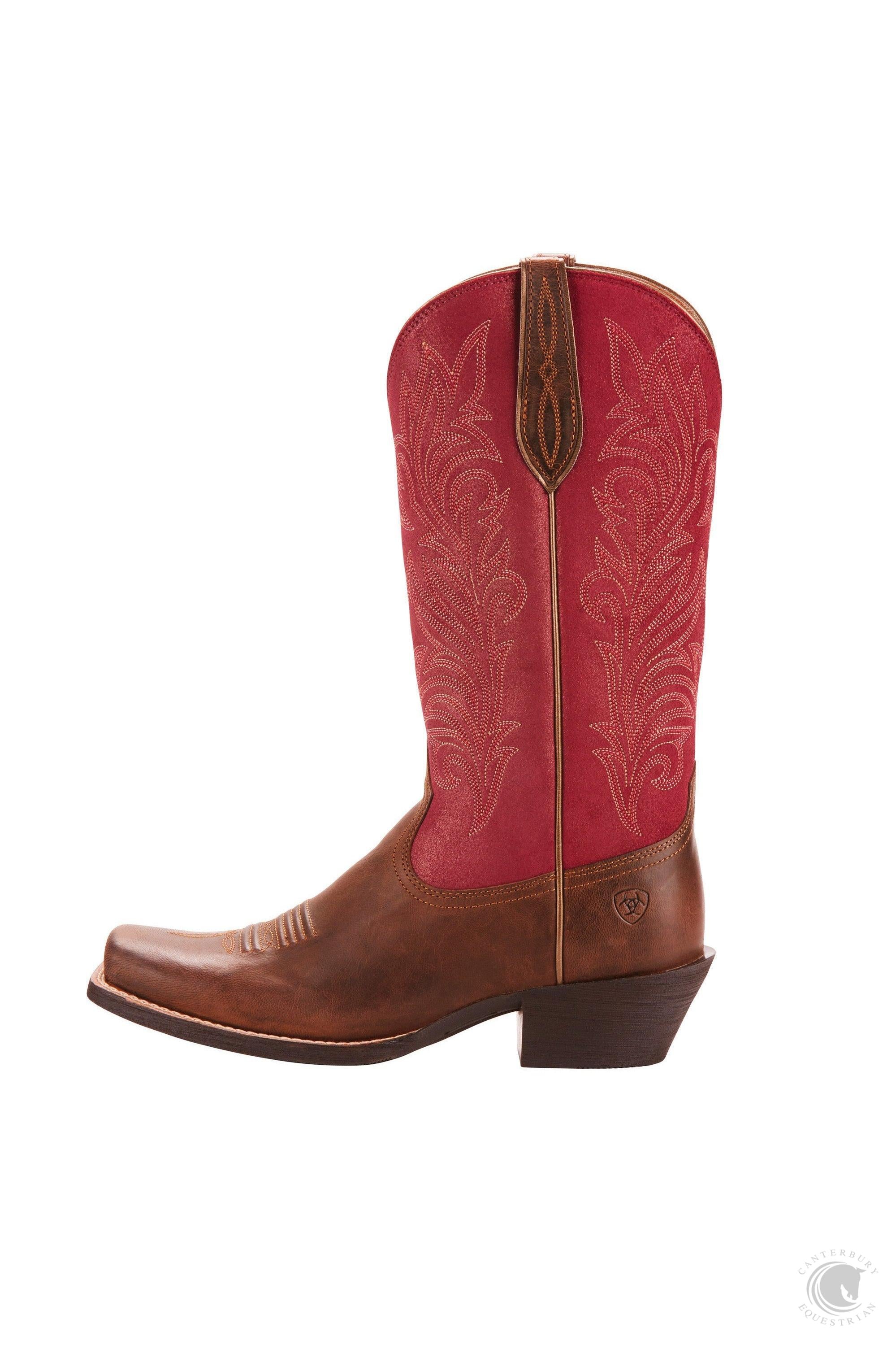 Ariat Round Up Stockyards Western Boot Barnwood/Raspberry