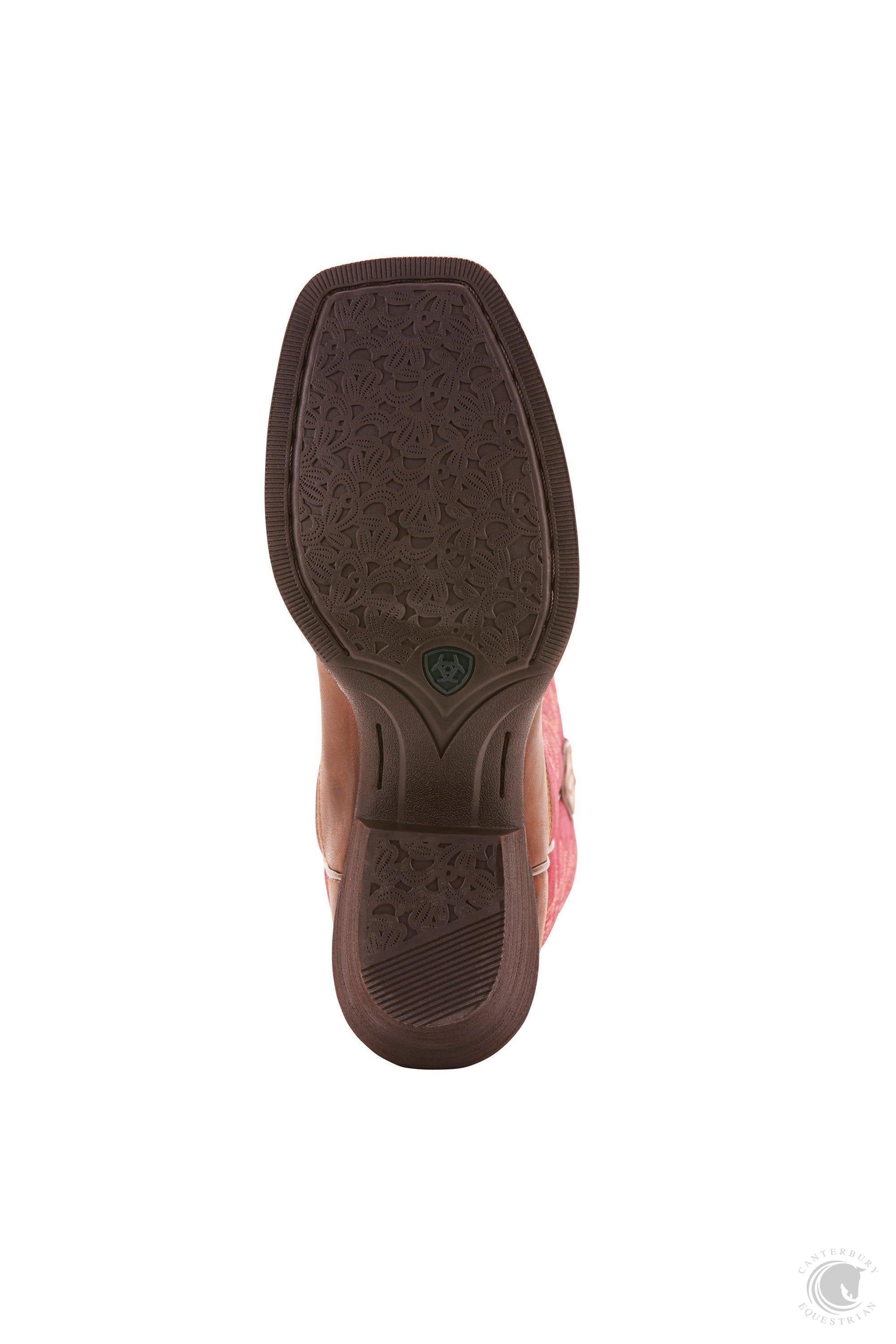 Ariat Round Up Stockyards Western Boot Barnwood/Raspberry