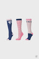 Dublin 3 Pack Socks True Navy/Pink Tulle Pony Adults