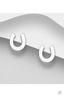  ELITE EQUESTRIAN PLAIN STERLING SILVER HORSESHOE EARRINGS