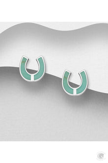  ELITE EQUESTRIAN - STERLING SILVER TURQUOISE ENAMEL EARRING