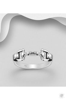  ELITE EQUESTRIAN SILVER OXIDIZED SNAFFLE RING
