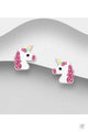 Sterling Silver Rainbow Unicorn Studs