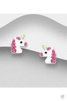  Sterling Silver Rainbow Unicorn Studs