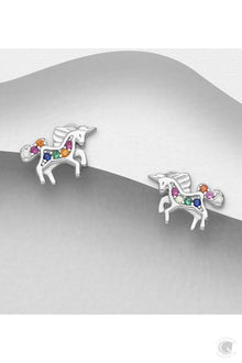  Sterling Silver Unicorn Studs