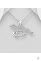 Sterling Silver Galloping Crystal Horse Pendent