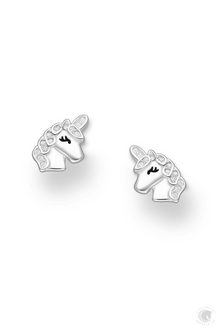  Sterling Silver Plain Unicorn Crystal Studs