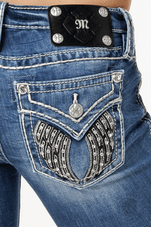  Miss Me Leather Shadow Wings Skinny Jeans