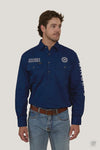 Ringers Western Hawkeye Mens Half Button Work Shirt Navy