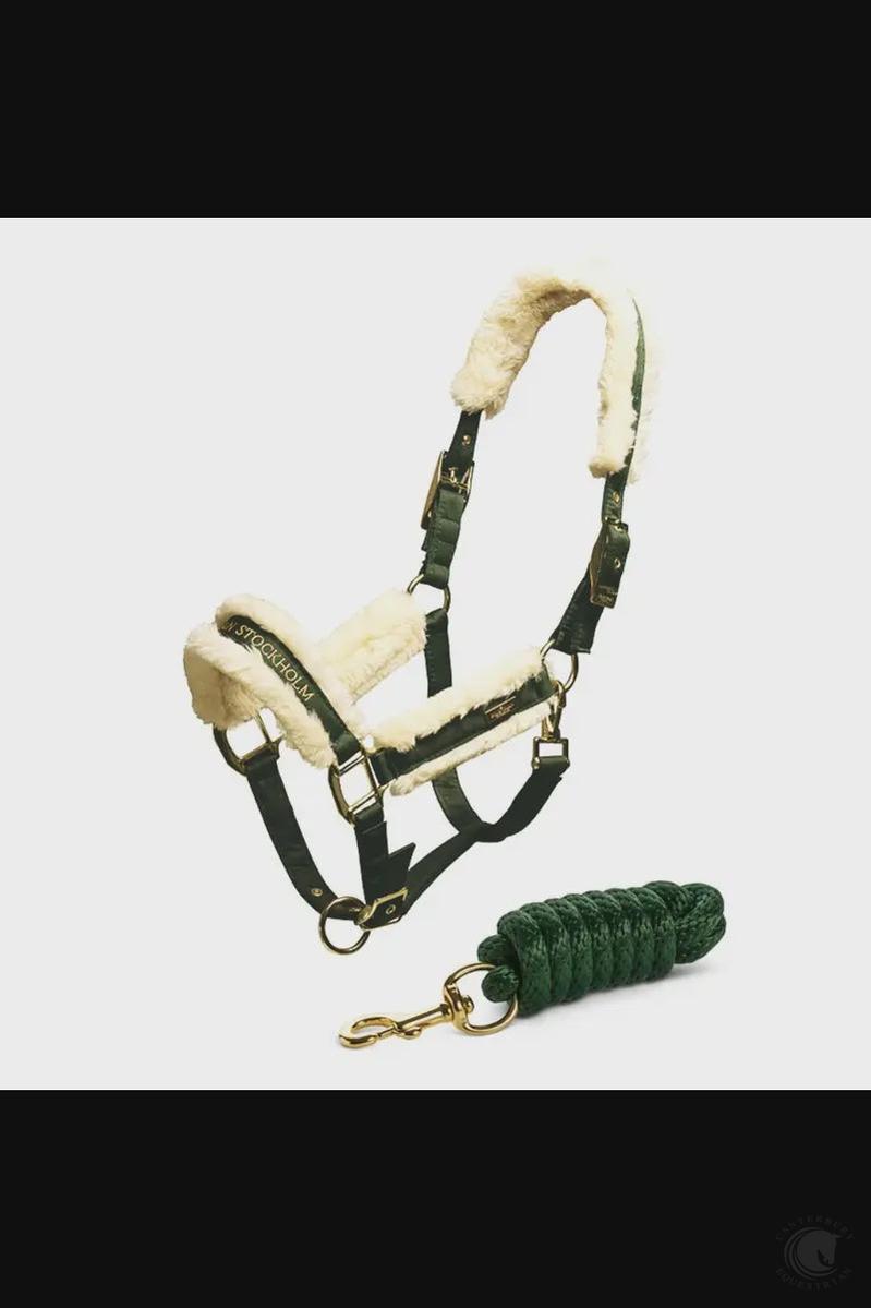 Equestrian Stockholm Fur halter and lead rope Forest Green