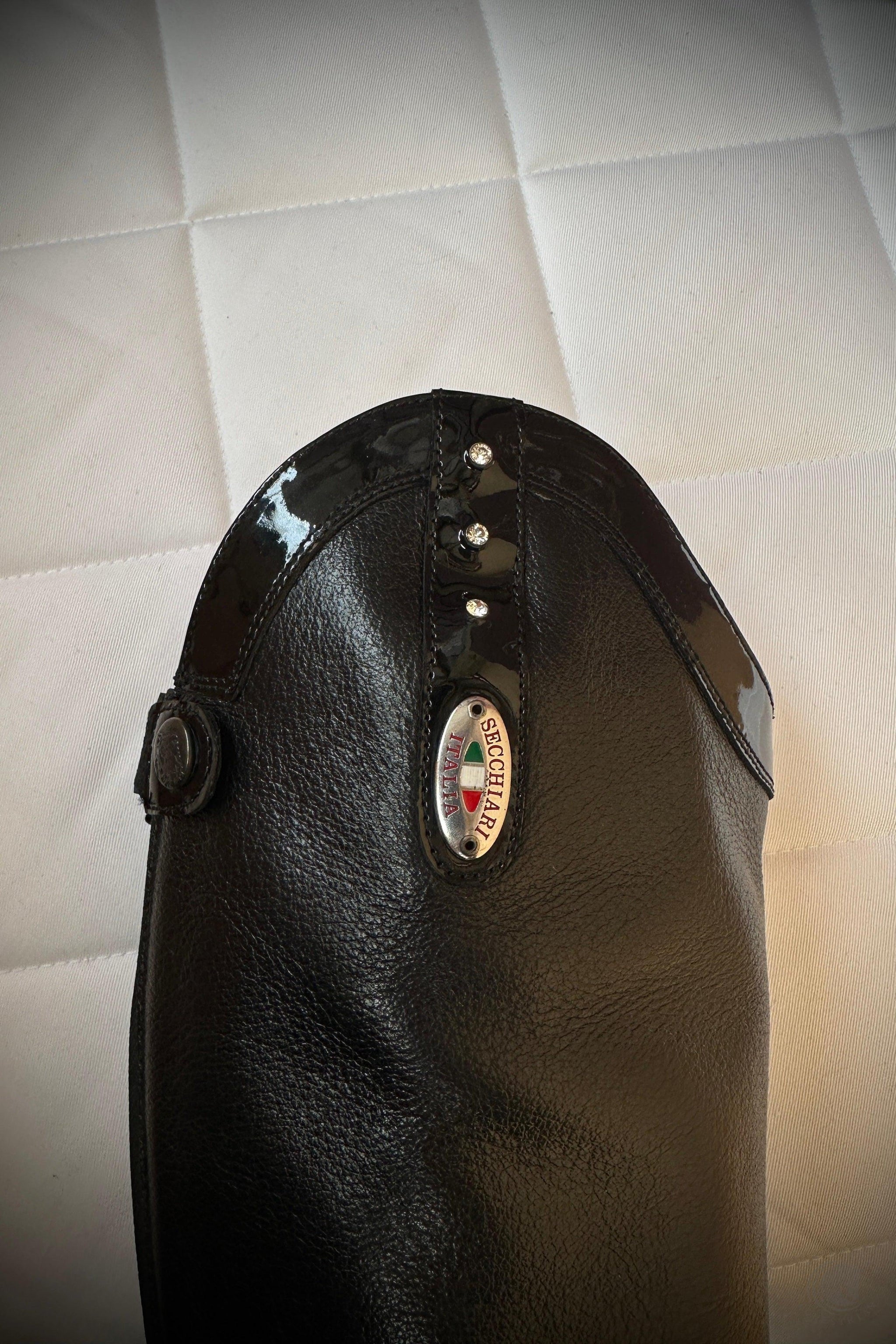 Secchiari Buffalo Patent Top w Crystals Tall Riding Boots