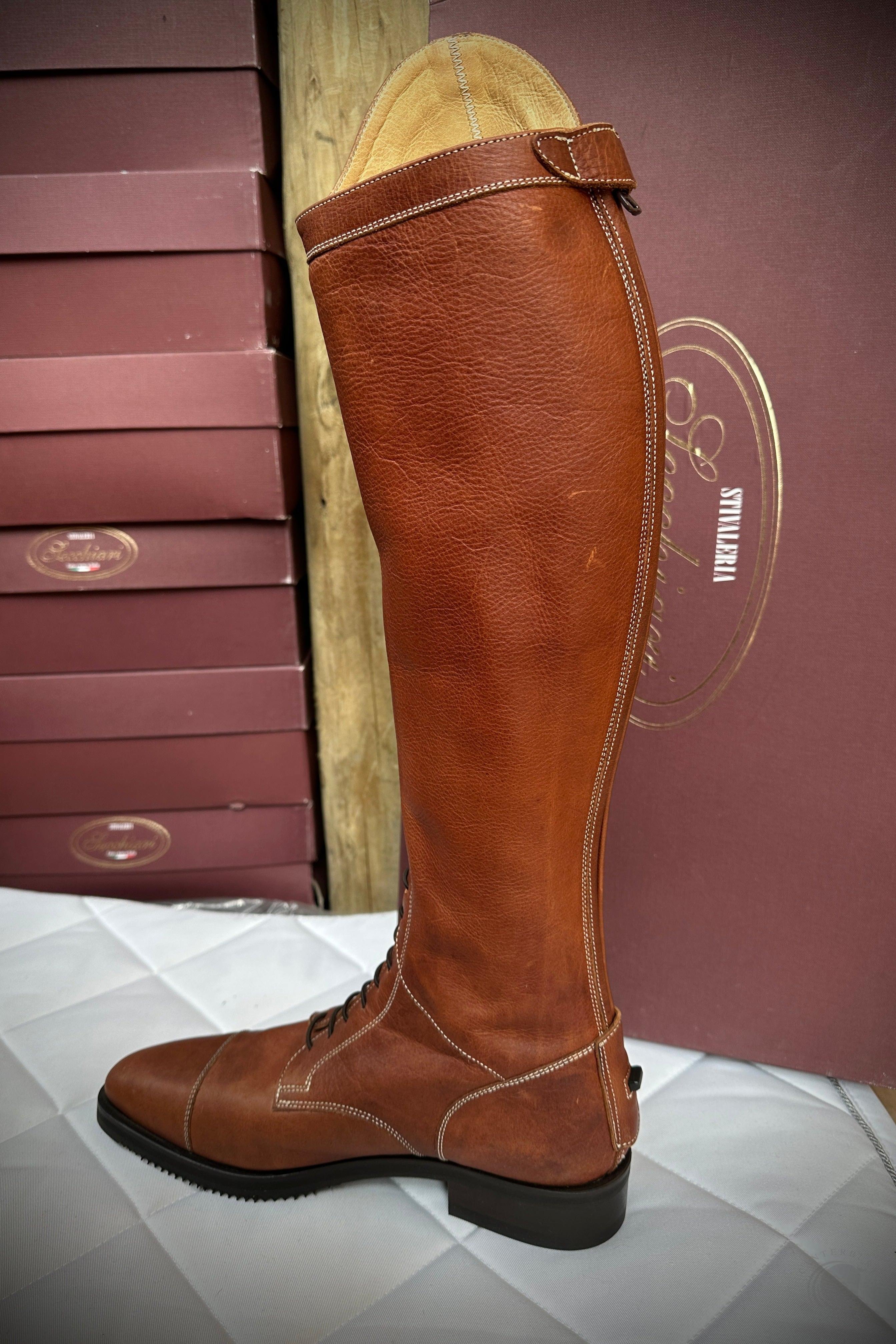 Secchiari Rustic Oiled Tall Riding Boots