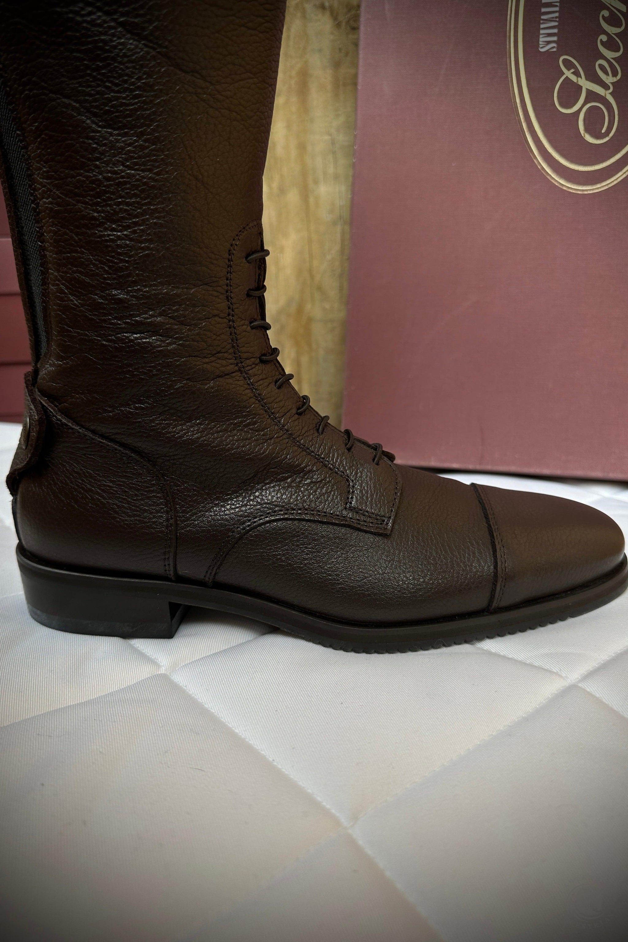 Secchiari Brown Buffalo with Patent Croc Trim