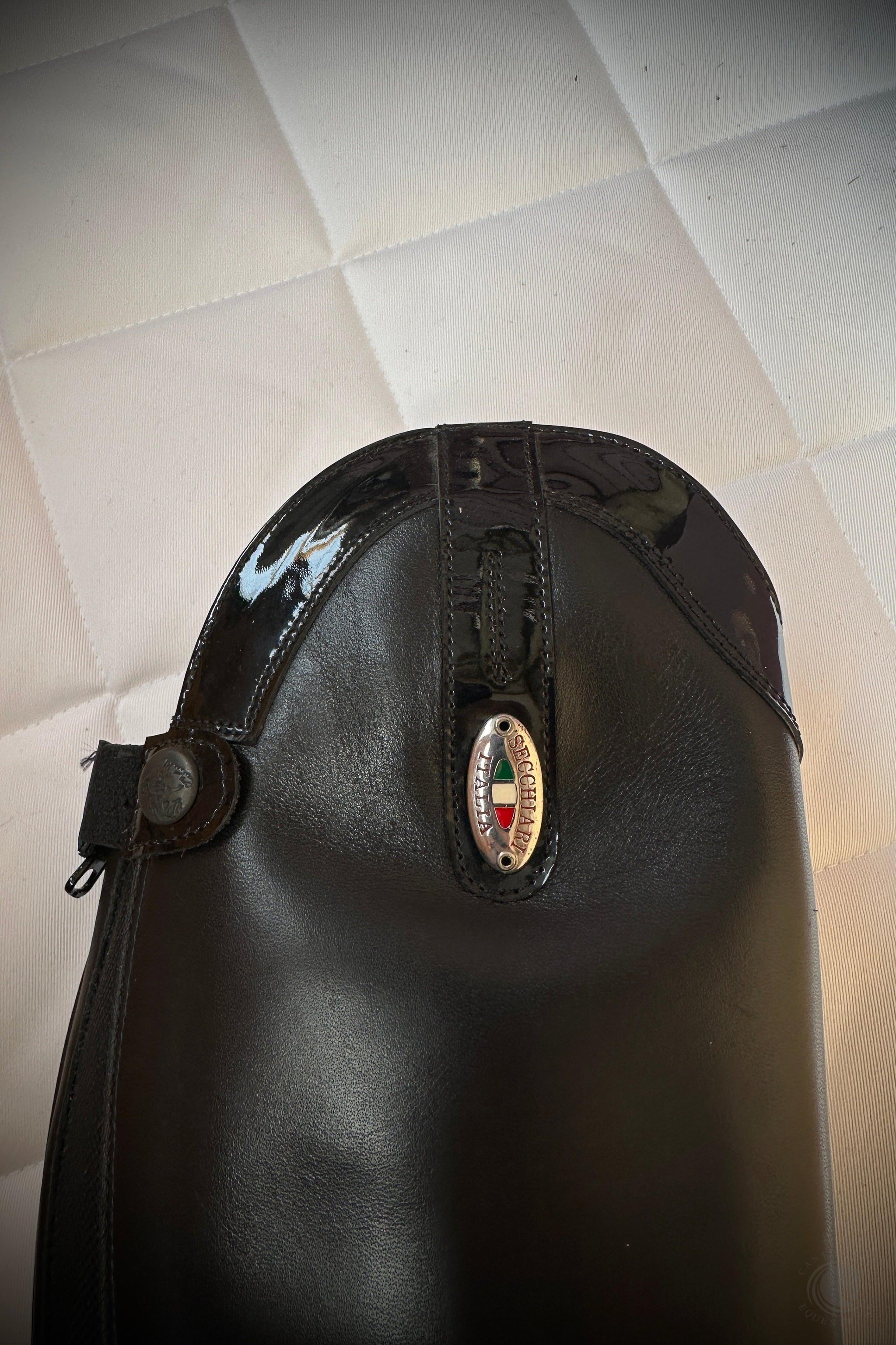 Secchiari Smooth Patent Top Tall Riding Boots with Laces