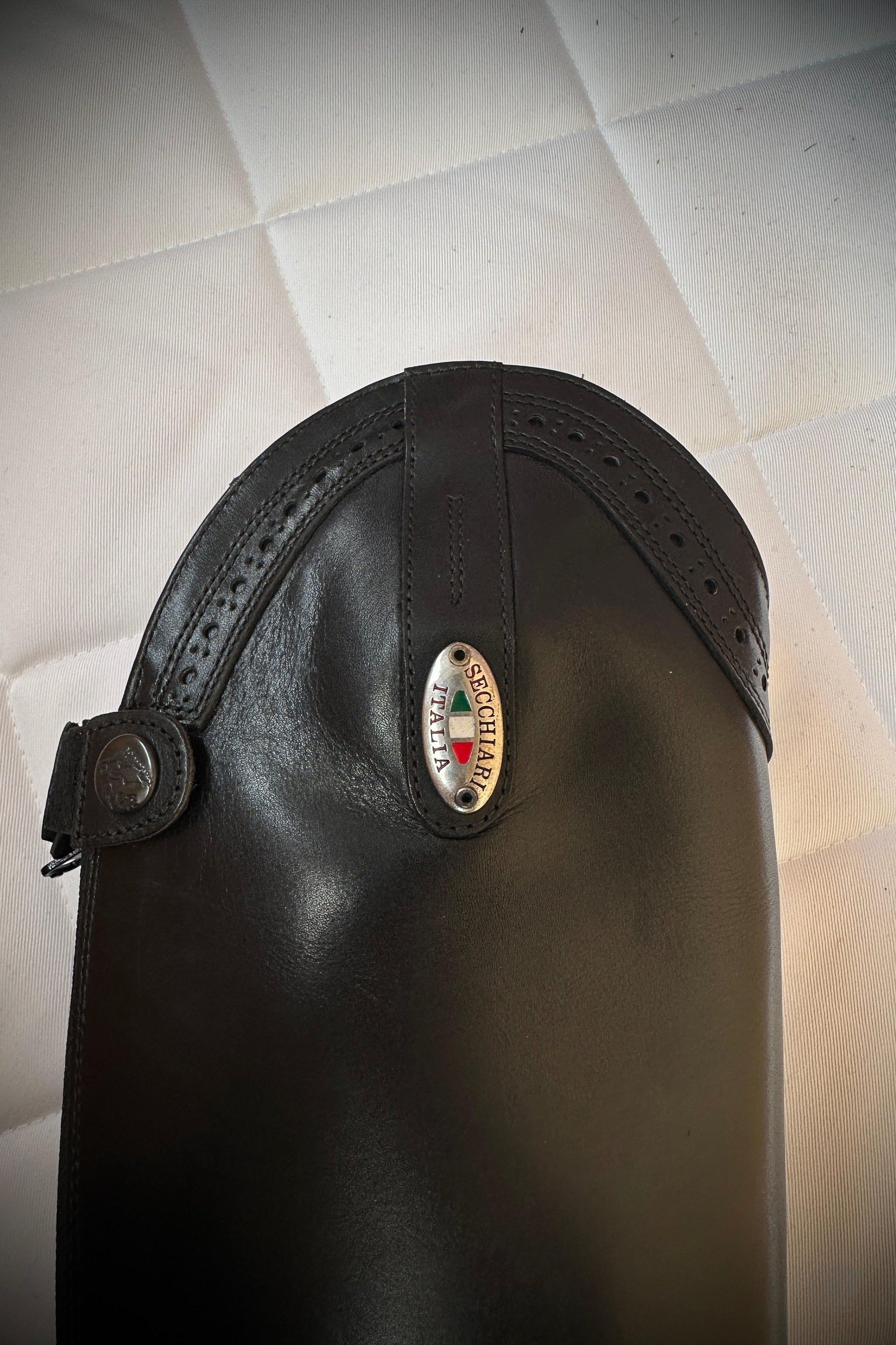 Secchiari Smooth Punched Top Detailing Tall Riding Boots