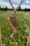 Cover Me Up Western Cowboy Boot Necklace - Sterling Silver 14K Rose Gold Plated
