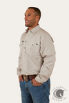 Ringers Western King River Mens Half Button Work Shirt - Beige