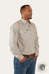 Ringers Western King River Mens Half Button Work Shirt - Beige