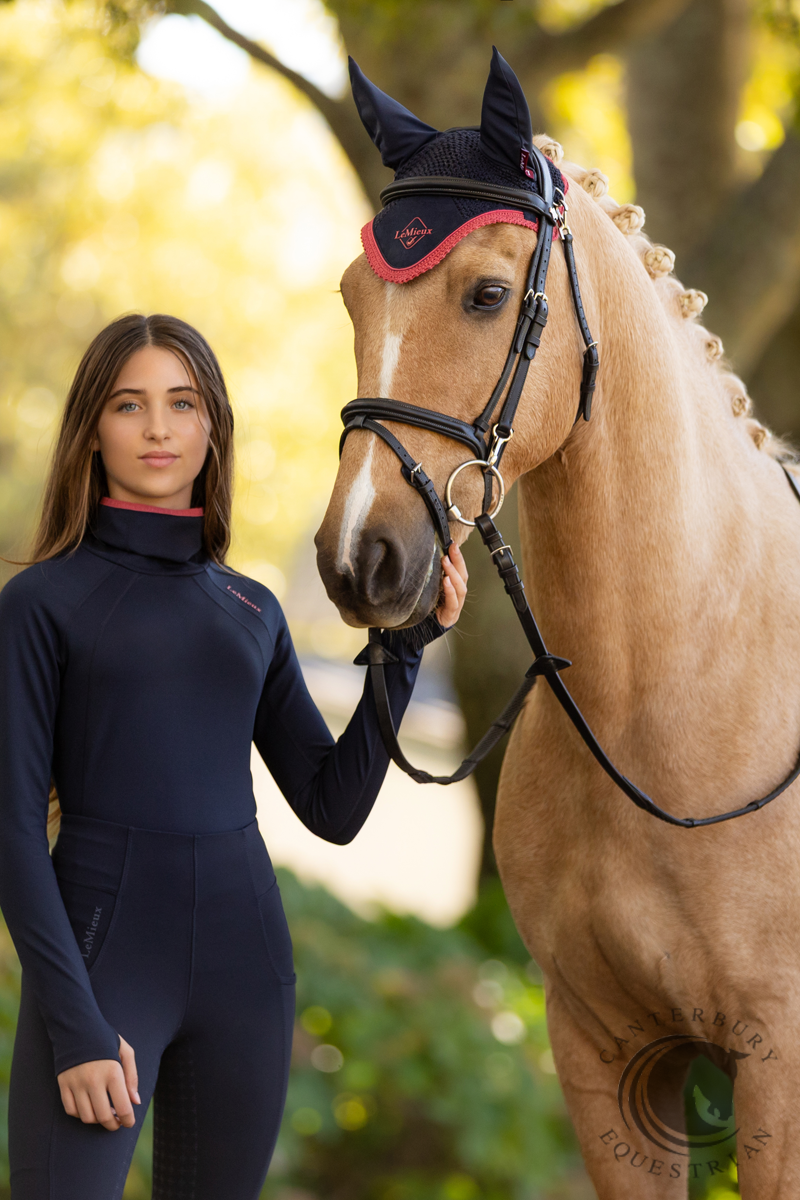 LeMieux Classic Fly Hood Navy/Cranberry