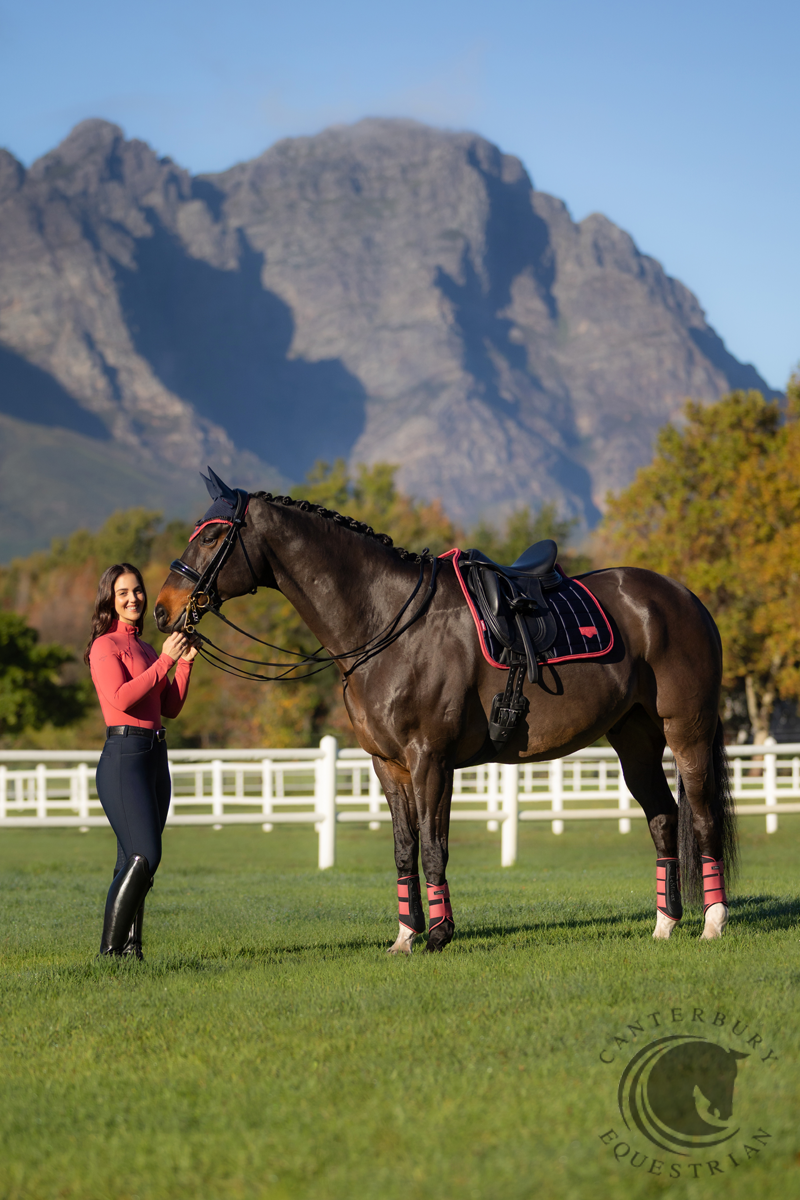 LeMieux Loire Classic Dressage Square Navy/Cranberry