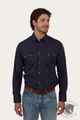 Ringers Western Mapleton Mens Western Shirt Stripe - Navy