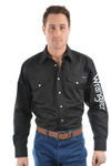 Wrangler Men's Logo Rodeo Long Sleeve Drill Shirt Black