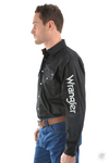 Wrangler Men's Logo Rodeo Long Sleeve Drill Shirt Black