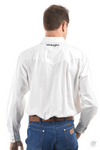 Wrangler Men's Logo Rodeo Long Sleeve Drill Shirt White