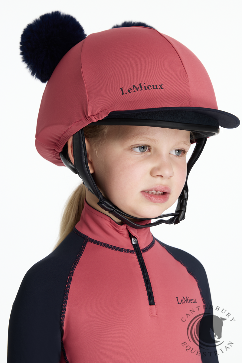LeMieux Mini Double Pom Hat Silk Cranberry