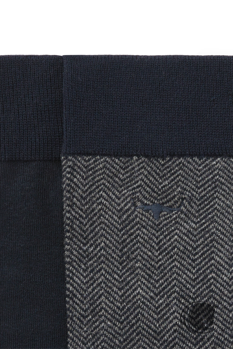 R.M. Williams Nelson herringbone sock 2 pack Grey Navy