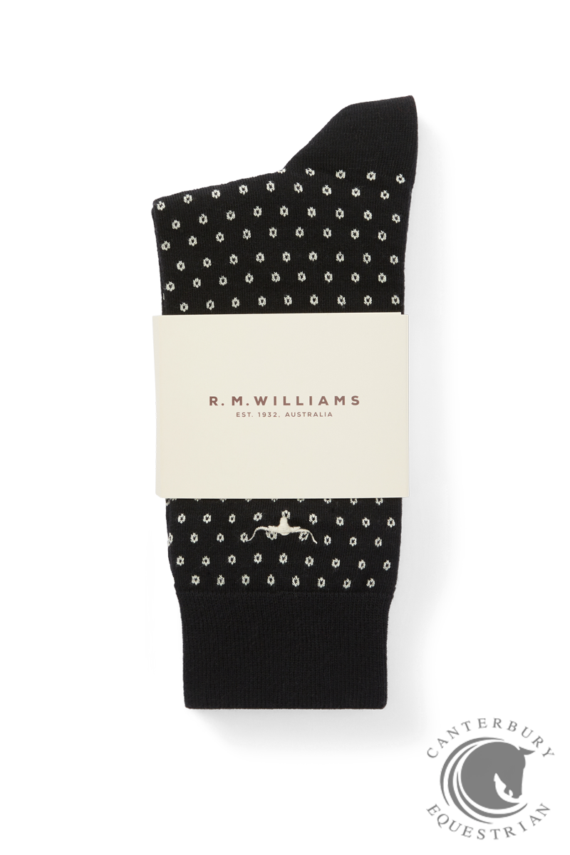 R.M. Williams Nelson polka dot sock 2 pack Black/Cream