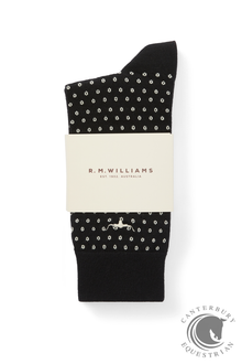  R.M. Williams Nelson polka dot sock 2 pack Black/Cream