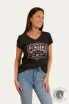 Ringers Western Quality Goods Womens V Neck T-Shirt - Charcoal