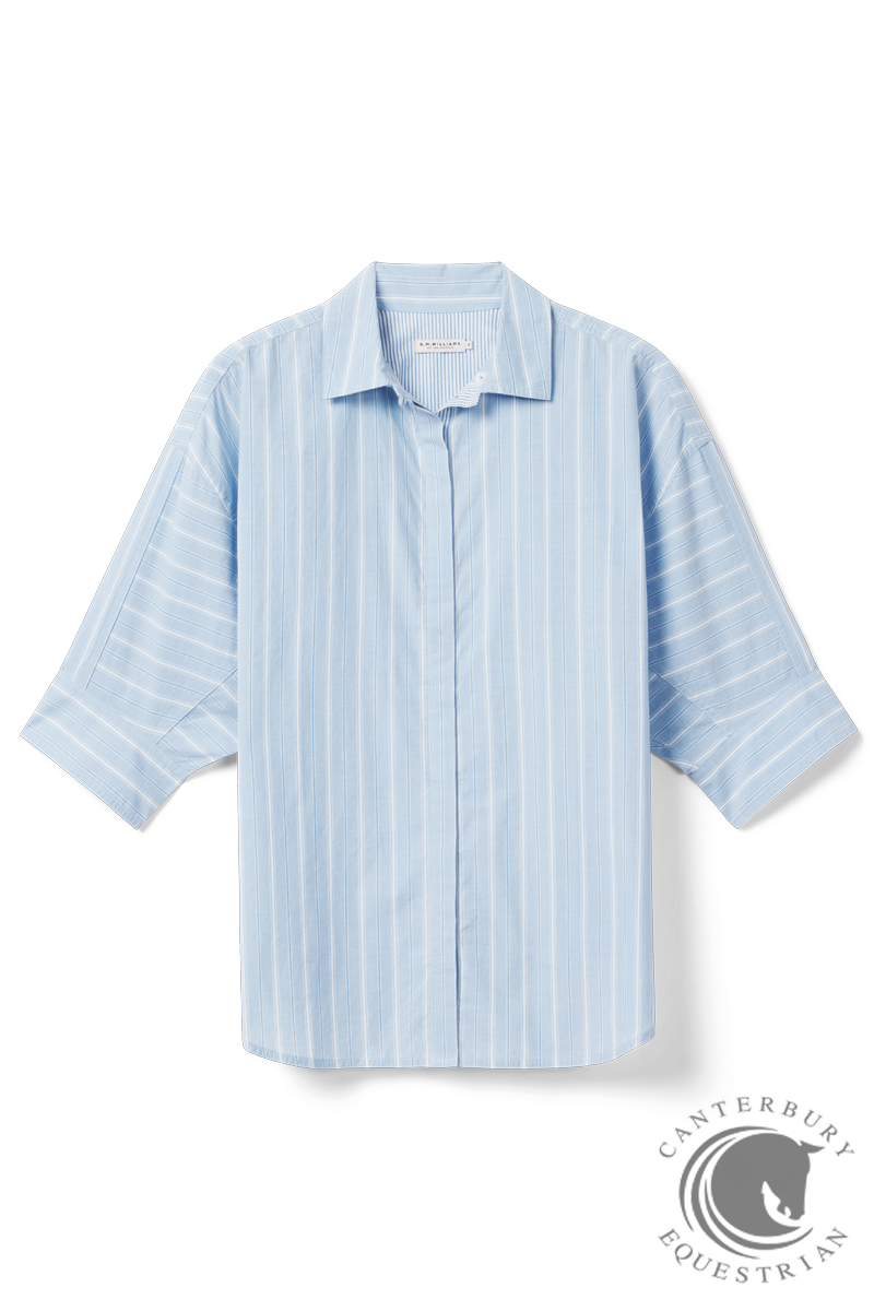 R.M. Williams Frome Relaxed Cotton Shirt White Blue