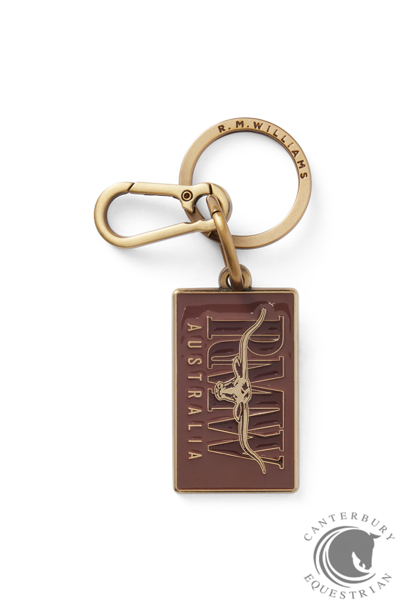 R.M. Williams Heritage Logo Enamel Keyring Brown