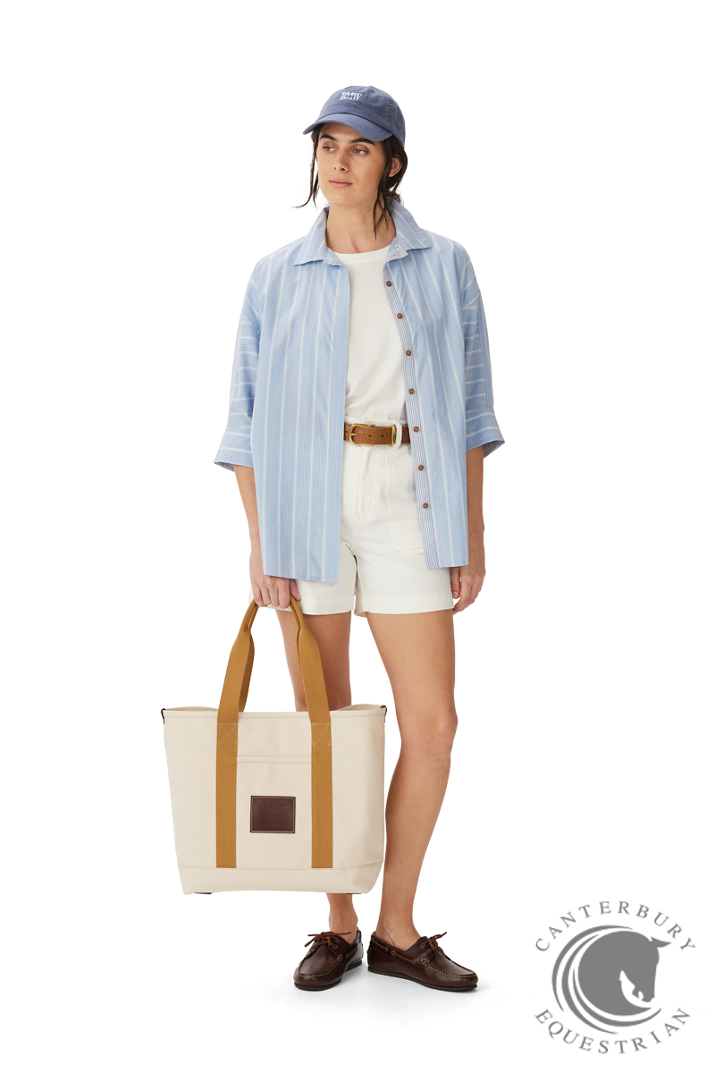 R.M. Williams Frome Relaxed Cotton Shirt White Blue