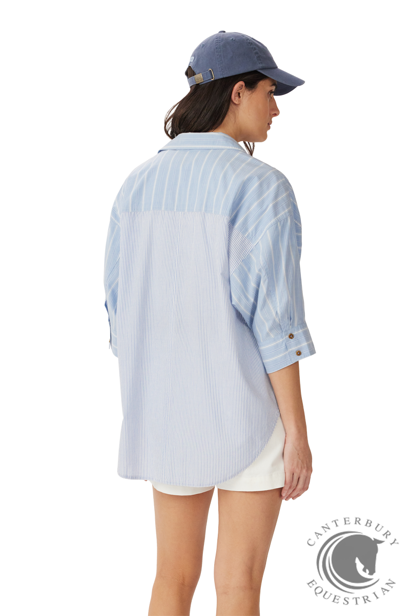 R.M. Williams Frome Relaxed Cotton Shirt White Blue