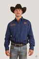 Ringers Western Mens Hawkeye Full Button Work Shirt Navy/Orange