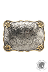 AndWest Rectangular Scallop with Rope and Classic Flowers Buckle