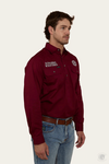 Ringers Western Hawkeye Mens Half Button Work Shirt - Burgundy