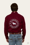 Ringers Western Hawkeye Mens Half Button Work Shirt - Burgundy