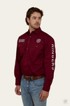 Ringers Western Hawkeye Mens Half Button Work Shirt - Burgundy