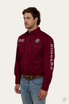 Ringers Western Hawkeye Mens Half Button Work Shirt - Burgundy