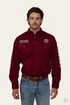 Ringers Western Hawkeye Mens Half Button Work Shirt - Burgundy