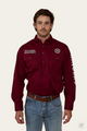 Ringers Western Hawkeye Mens Half Button Work Shirt - Burgundy